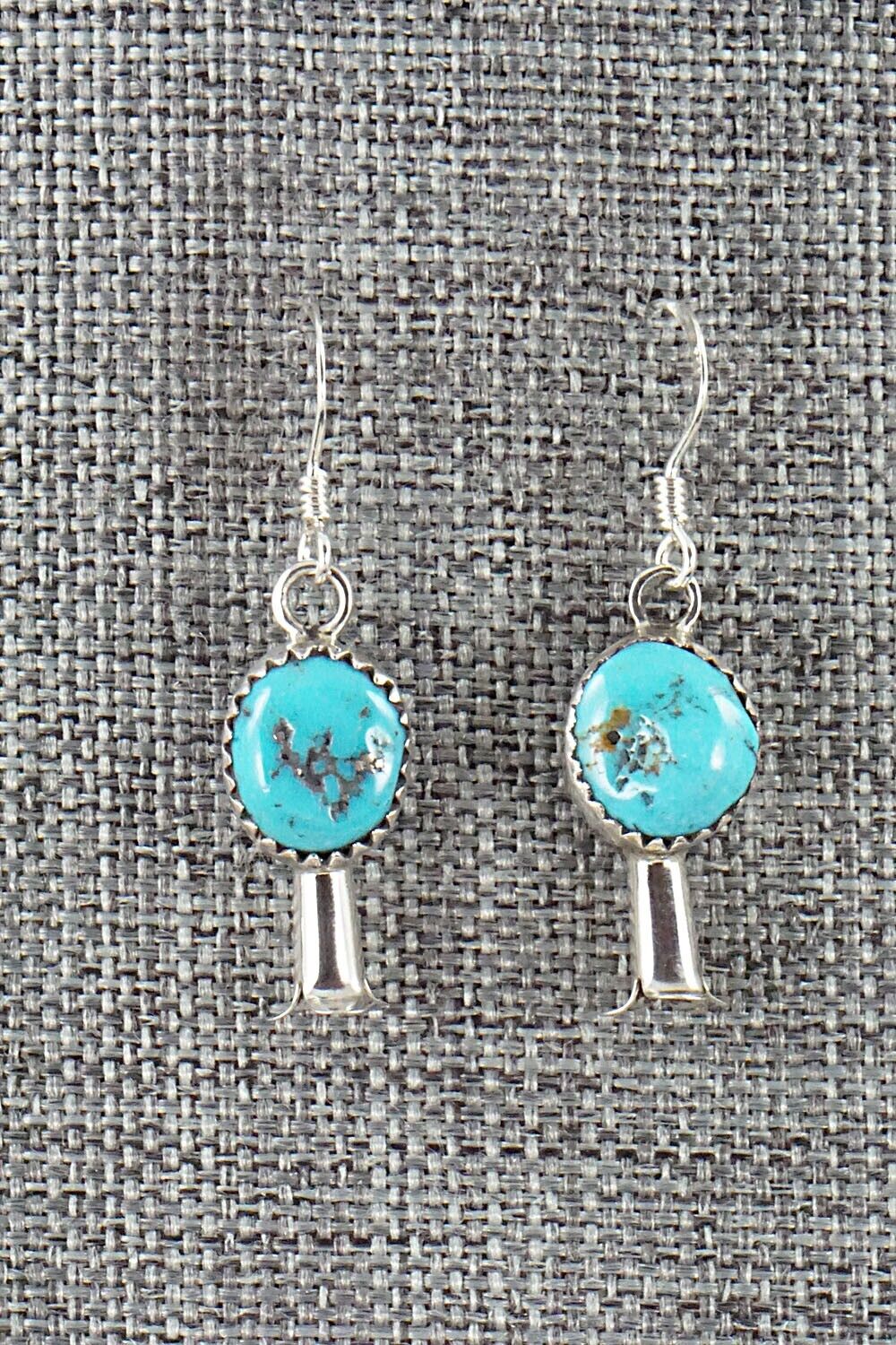 Turquoise & Sterling Silver Squash Blossom and Earrings Set - Calfreda Roanhorse