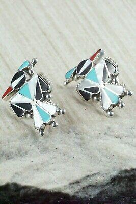 Multi Stone Inlay & Sterling Silver Earrings - Fabian Cellicion - High Lonesome Trading