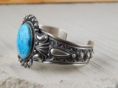 Navajo Turquoise & Sterling Silver Bracelet - Derrick Gordon - High Lonesome Trading
