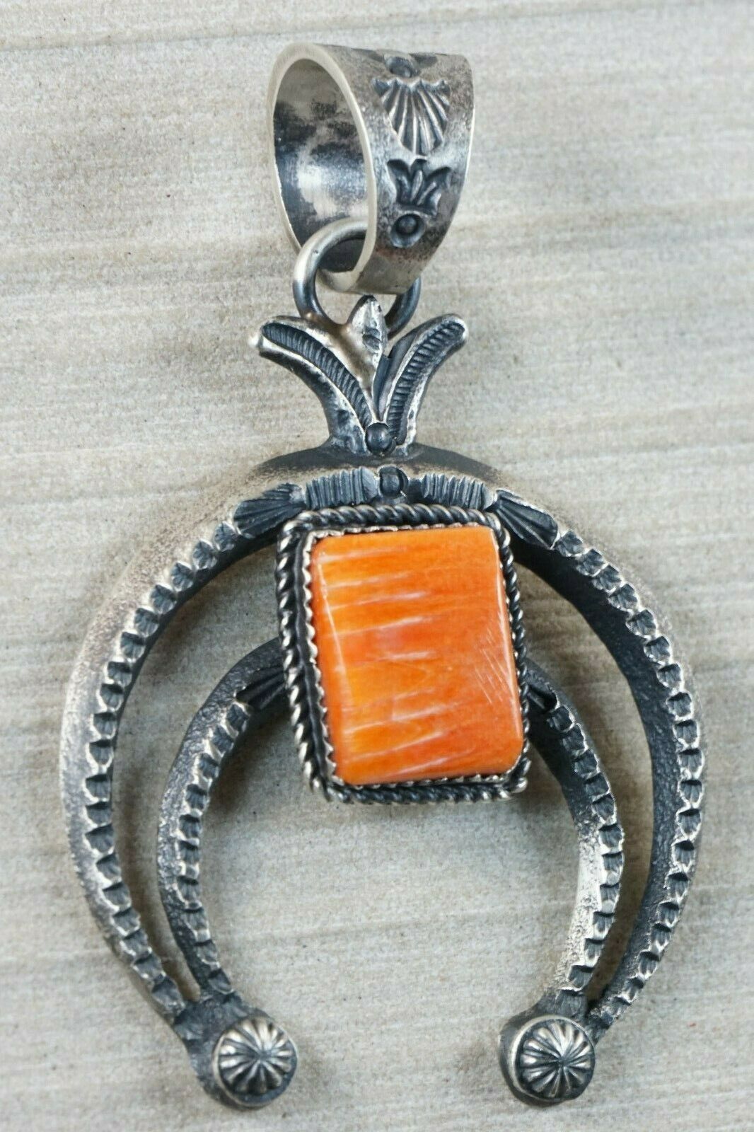 Navajo Spiny Oyster and Sterling Silver Pendant - Eva & Linberg Billah - High Lonesome Trading