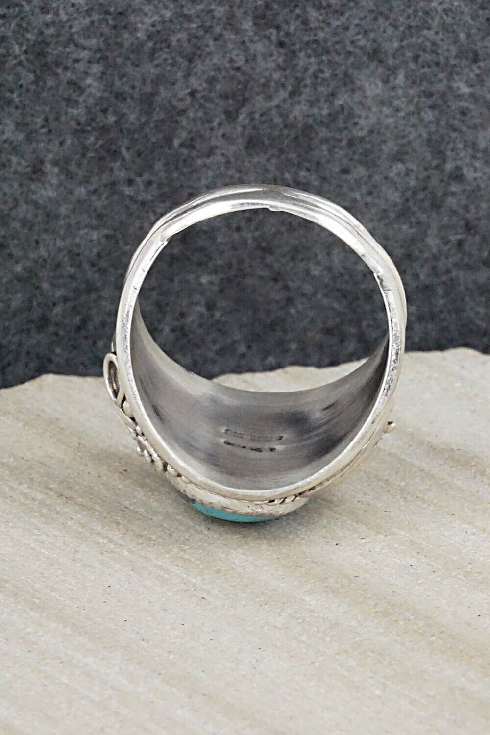 Turquoise & Sterling Silver Ring - Leonard Spencer - Size 12.5