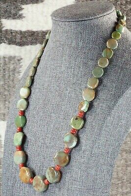 Turquoise, Coral & Sterling Silver Necklace - Navajo