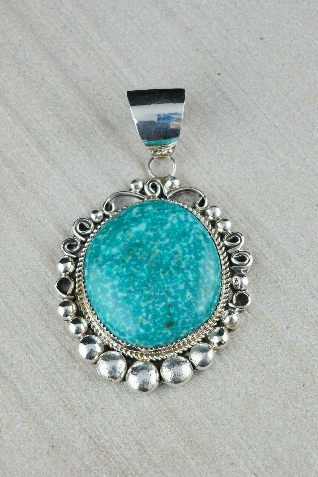 Turquoise and Sterling Silver Pendant - Leslie Nez - Navajo - High Lonesome Trading