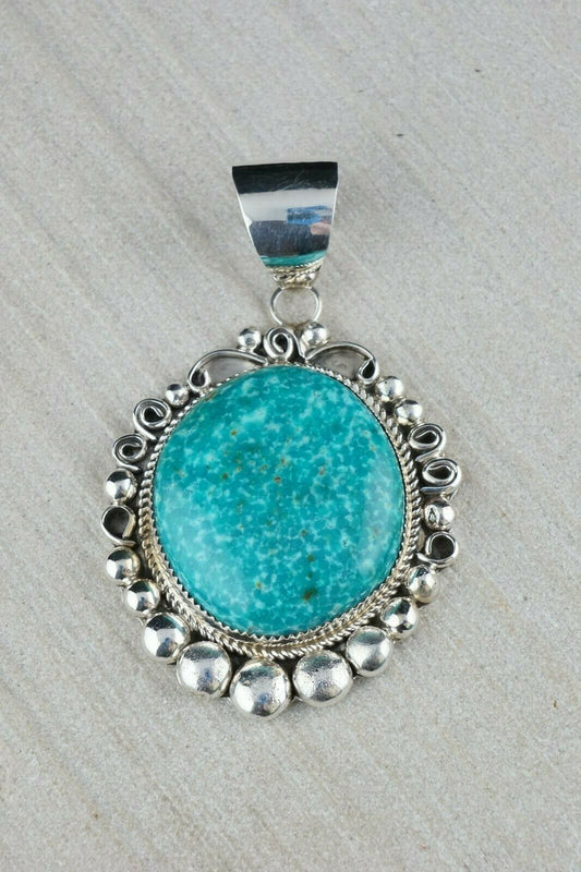 Turquoise and Sterling Silver Pendant - Leslie Nez - Navajo - High Lonesome Trading