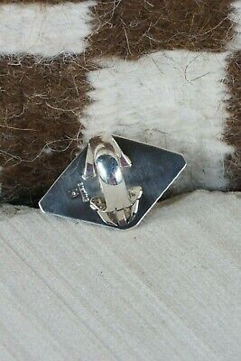 Navajo Onyx and Sterling Silver Ring - Henry Attakal - Size 5.75 - High Lonesome Trading