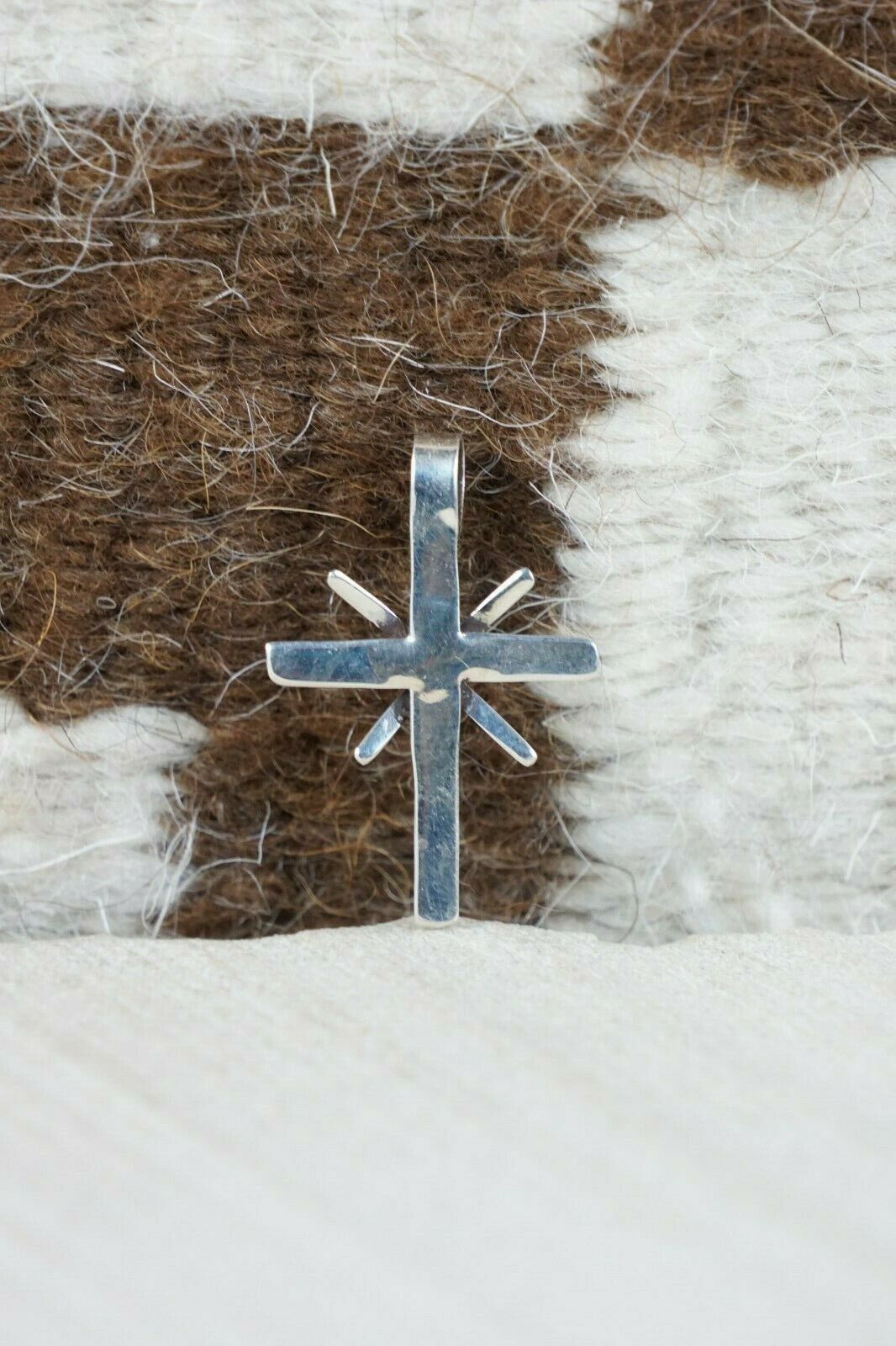 Zuni Turquoise & Sterling Silver Cross Pendant - Jill Peywa - High Lonesome Trading