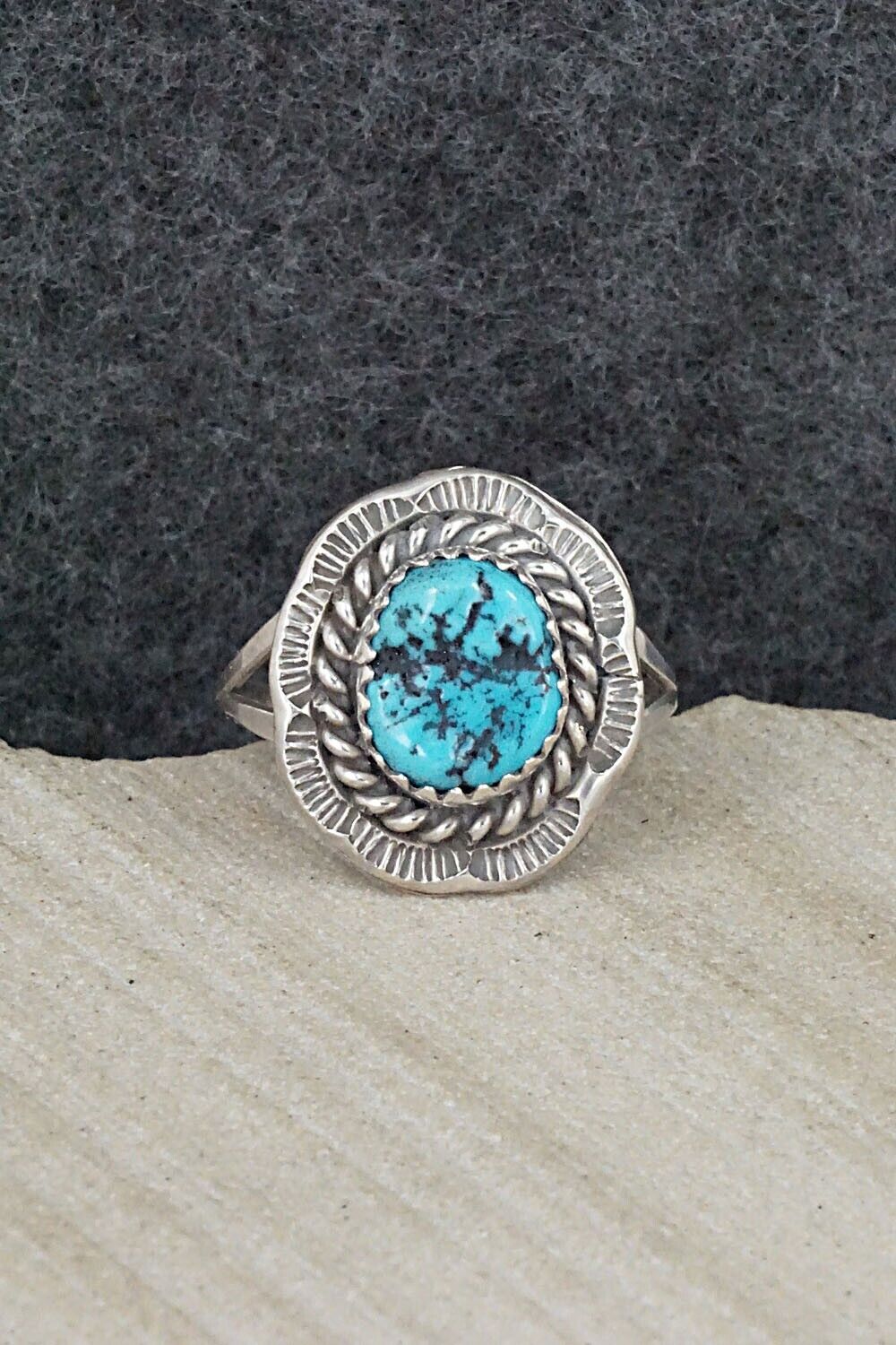 Turquoise & Sterling Silver Ring - Freda Martinez - Size 8