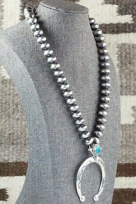 Turquoise & Sterling Silver Squash Blossom Necklace - Jan Mariano