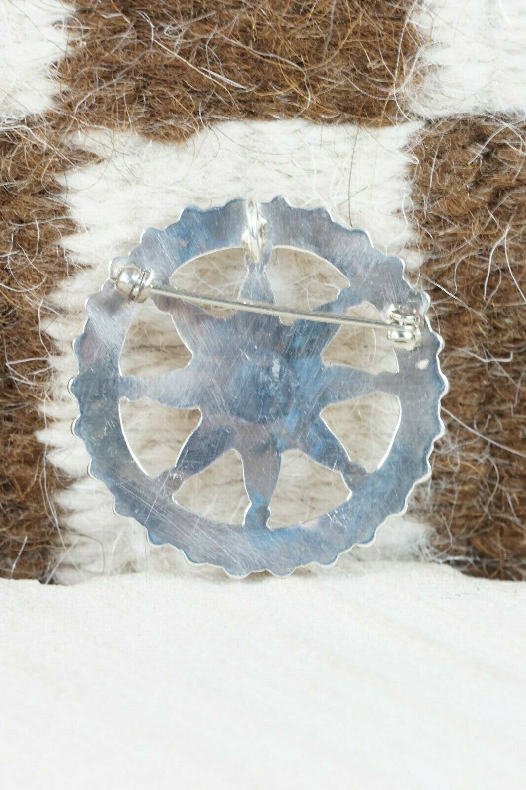 Zuni Coral & Sterling Silver Pendant / Pin - Rena Tsatie - High Lonesome Trading