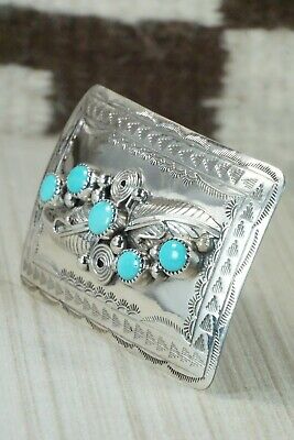 Turquoise & Sterling Silver Belt Buckle - Wilbur Myers