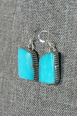 Navajo Turquoise & Sterling Silver Earrings - Alvin Joe - High Lonesome Trading
