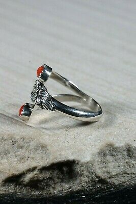 Navajo Coral and Sterling Silver Ring - Roger Pino - Size 7.5 - High Lonesome Trading