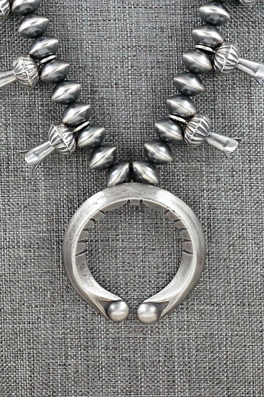 Sterling Silver Navajo Pearl Squash Blossom Necklace - Presley Haley