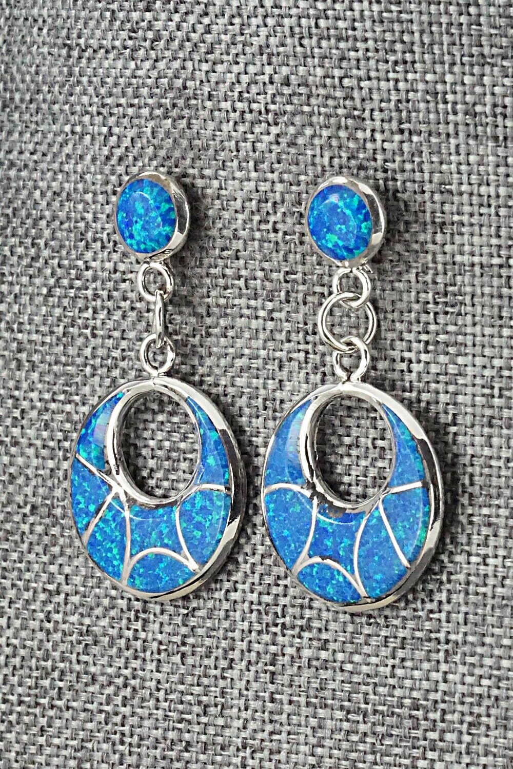 Opalite & Sterling Silver Inlay Earrings - Delorna Lahi