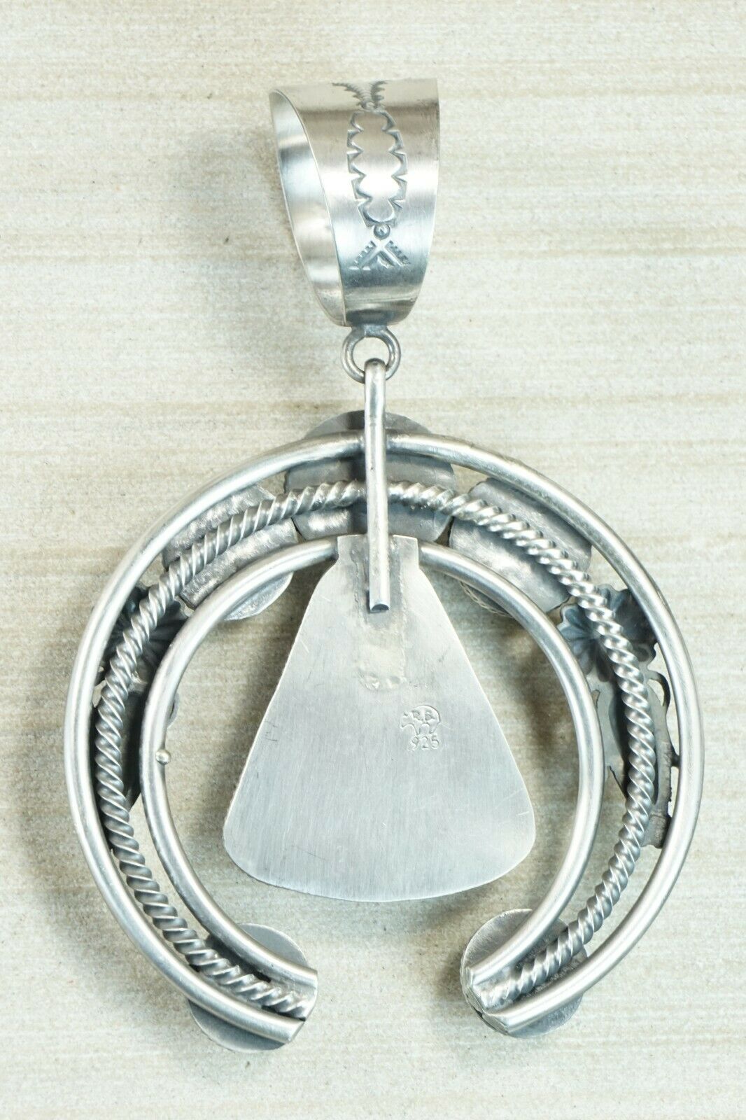 Turquoise, Spiny Oyster and Sterling Silver Pendant - Raymond Delgarito