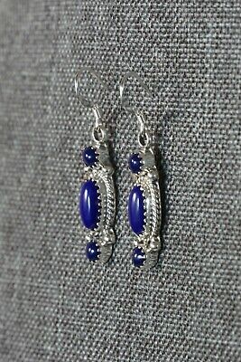 Navajo Lapis and Sterling Silver Earrings - Harris Largo - High Lonesome Trading