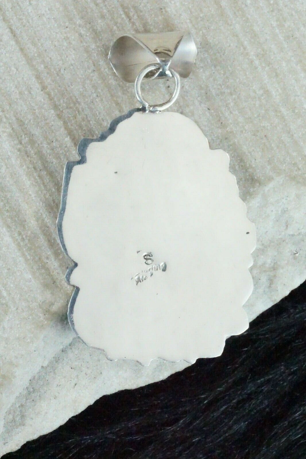 Turquoise, Coral & Sterling Silver Pendant - Shirley Largo
