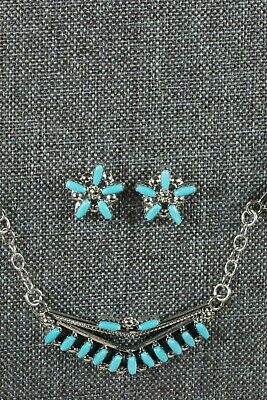 Zuni Turquoise & Sterling Silver Necklace & Earrings Set - Veronica Martza - High Lonesome Trading