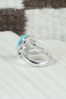 Navajo Turquoise & Sterling Silver Ring - Genevieve Frank - Size 9