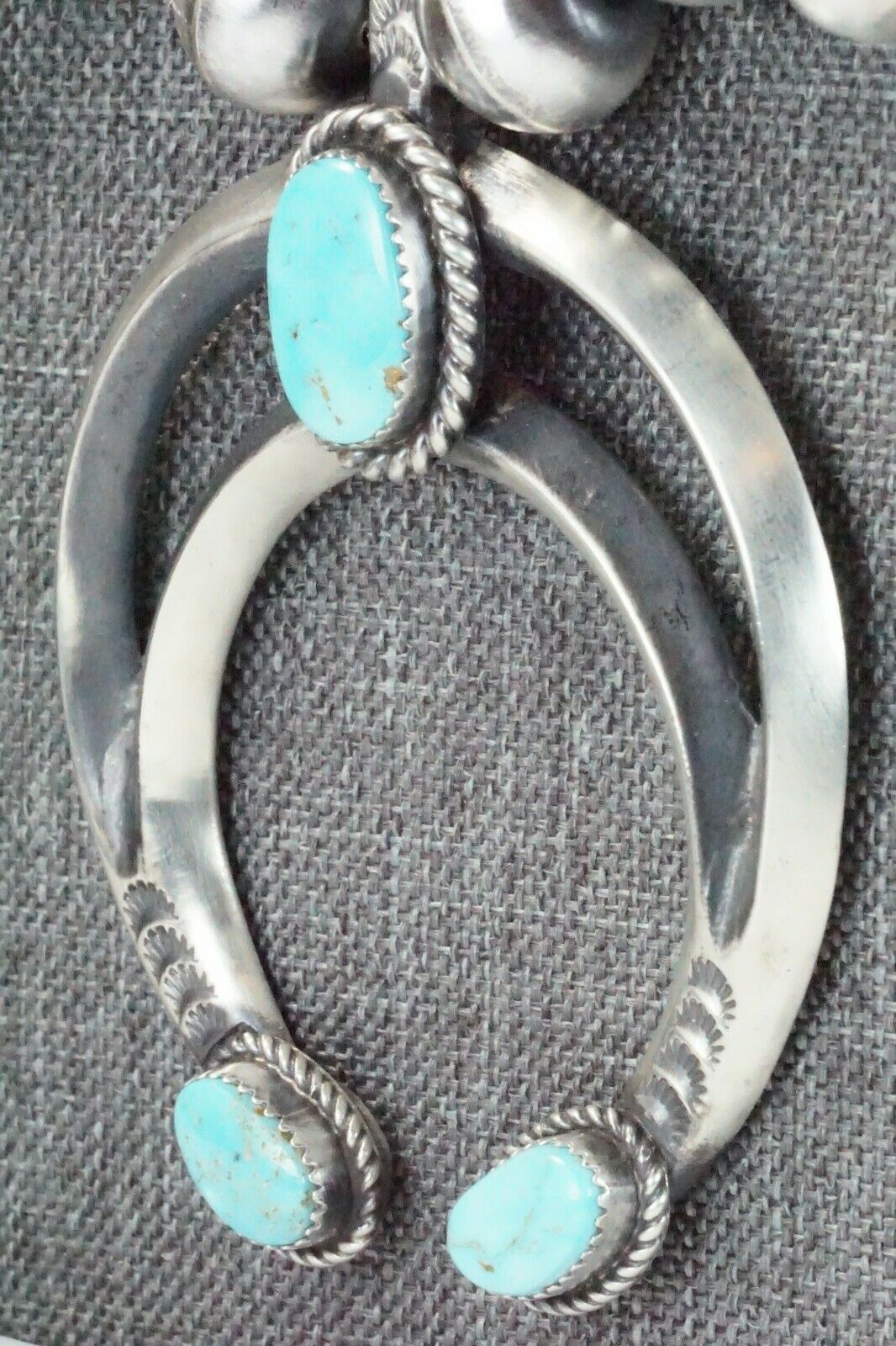Turquoise & Sterling Silver Squash Blossom & Earrings - Chris Hale - High Lonesome Trading