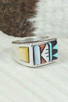 Turquoise & Sterling Silver Ring - Leslie & Gladys Lamy - Size 10.75