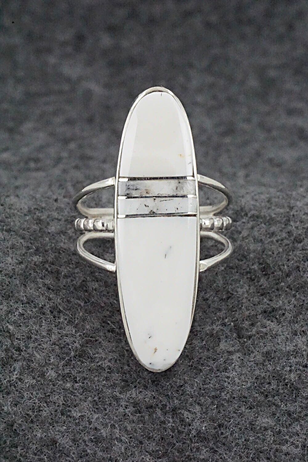 White Buffalo & Sterling Silver Ring - Harold Smith - Size 6.75