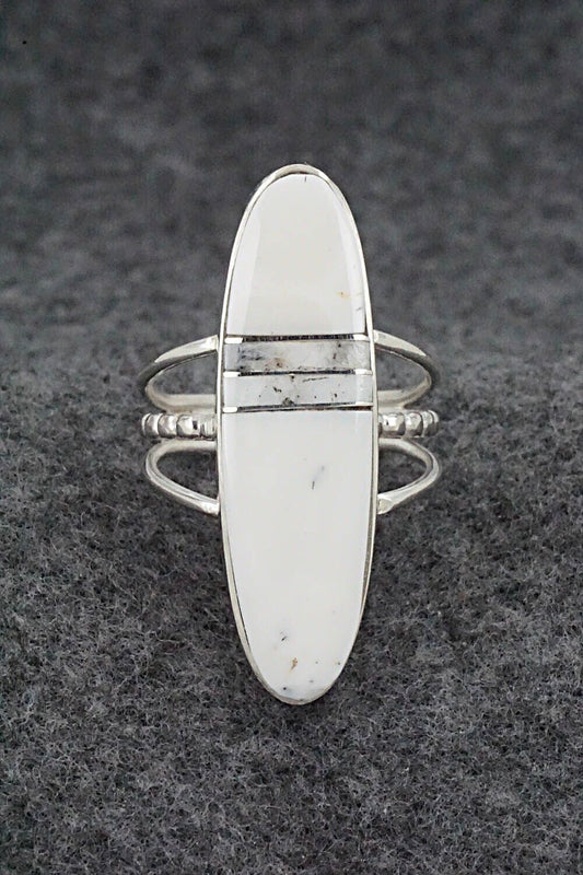 White Buffalo & Sterling Silver Ring - Harold Smith - Size 6.75