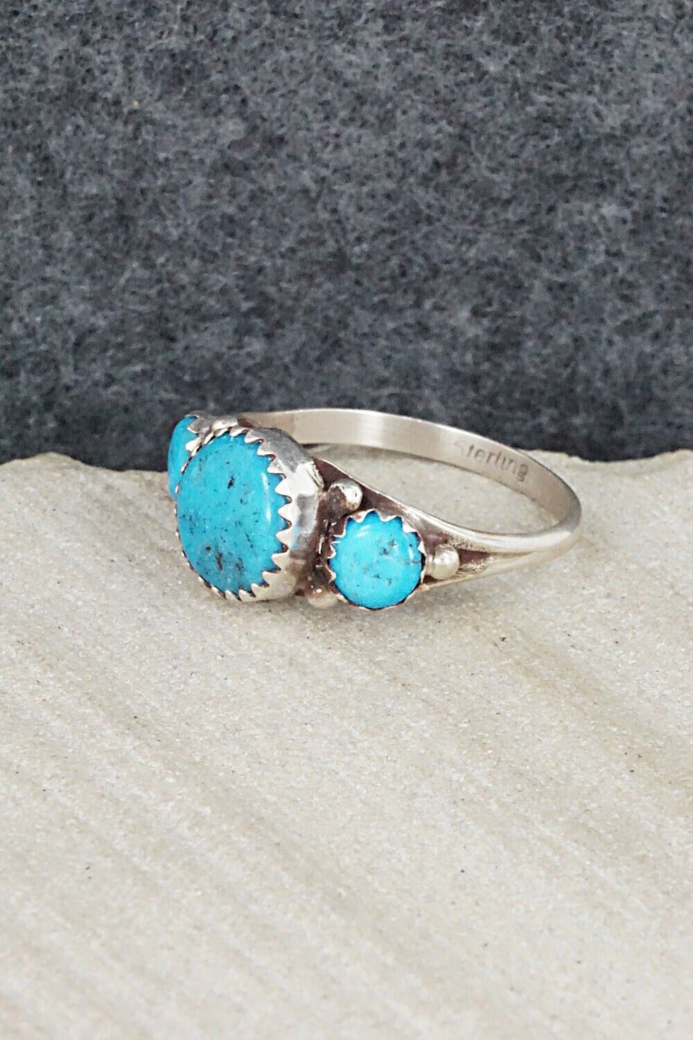 Turquoise & Sterling Silver Ring - Freda Martinez - Size 8
