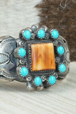 Turquoise, Spiny Oyster & Sterling Silver Bracelet - Jack Bly