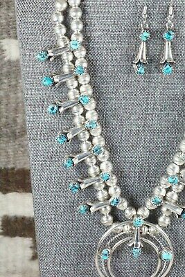 Turquoise & Sterling Silver Squash Blossom & Earrings - Phil Garcia