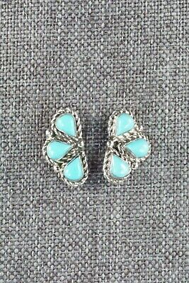 Turquoise & Sterling Silver Earrings - Carol Lateyice - High Lonesome Trading