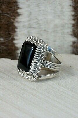 Navajo Onyx & Sterling Silver Ring - Alvin Joe - Size 9