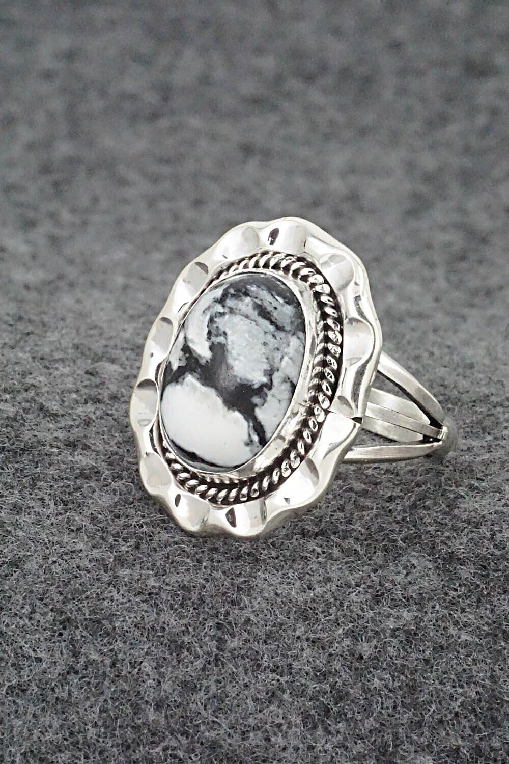 White Buffalo & Sterling Silver Ring - Samuel Yellowhair - Size 8.75