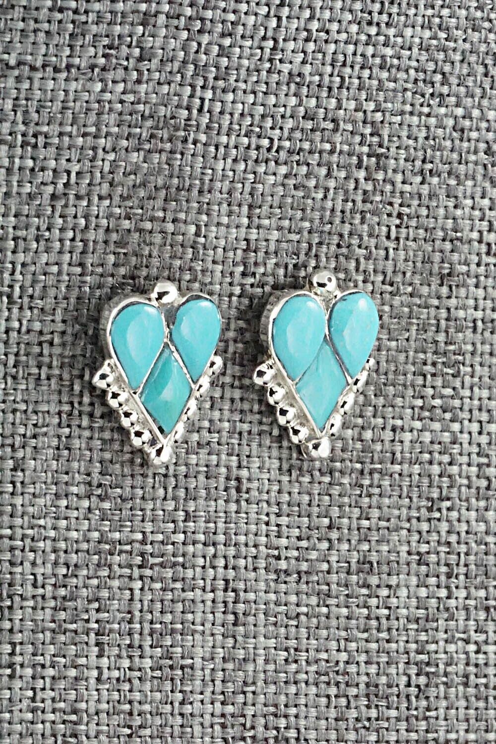 Turquoise & Sterling Silver Earrings - Vincent Hooee