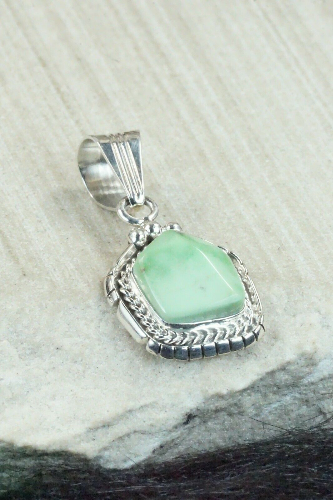 Turquoise and Sterling Silver Pendant - Samuel Yellowhair - High Lonesome Trading