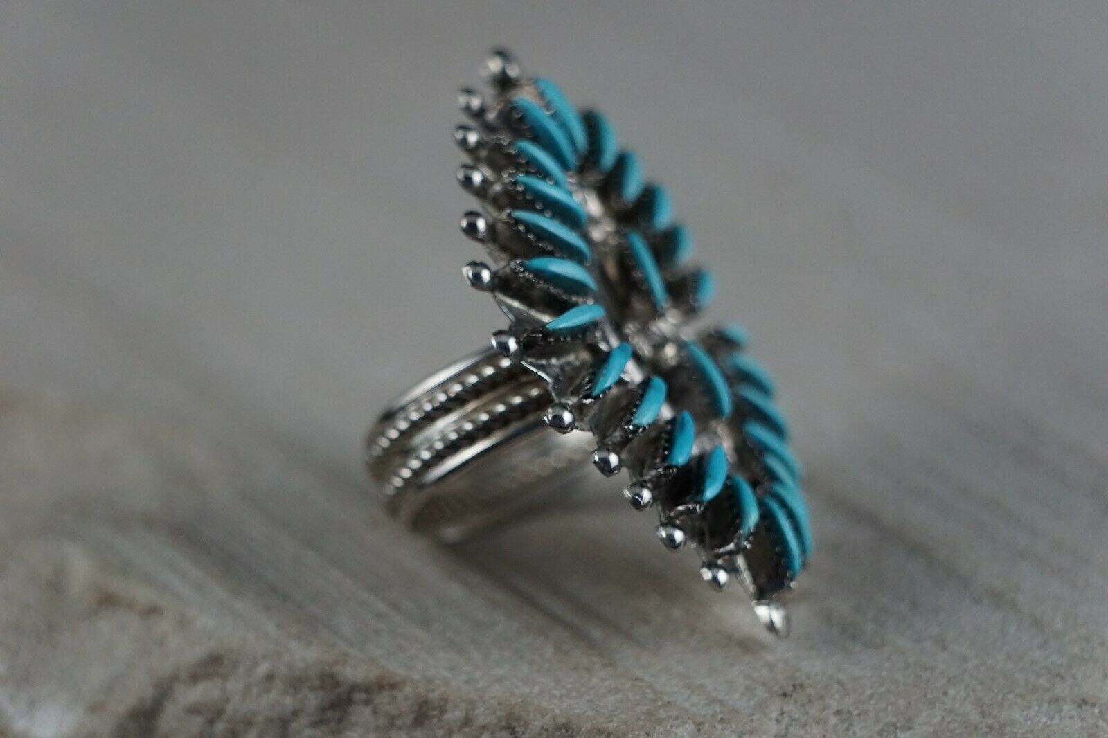 Zuni Sterling Silver & Turquoise Ring - Bernie Wyaco - Size 7 - High Lonesome Trading