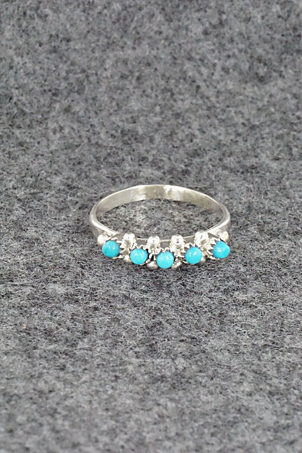 Turquoise & Sterling Silver Ring - April Haloo - Size 5