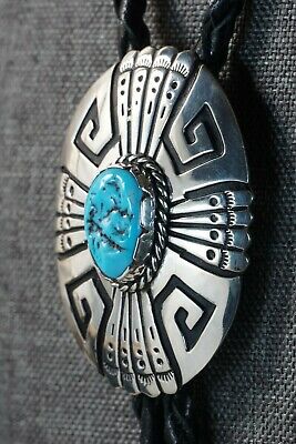 Navajo Turquoise & Sterling Silver Bolo Tie - Richard Singer
