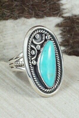 Turquoise and Sterling Silver Ring - Raymond Delgarito - Size 10