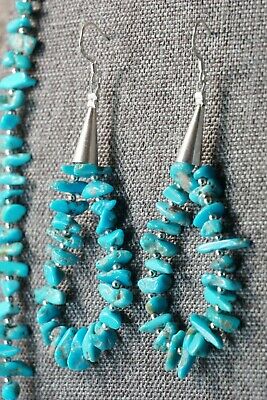 Navajo Turquoise and Sterling Silver Necklace and Earrings - Victoria Caliditto
