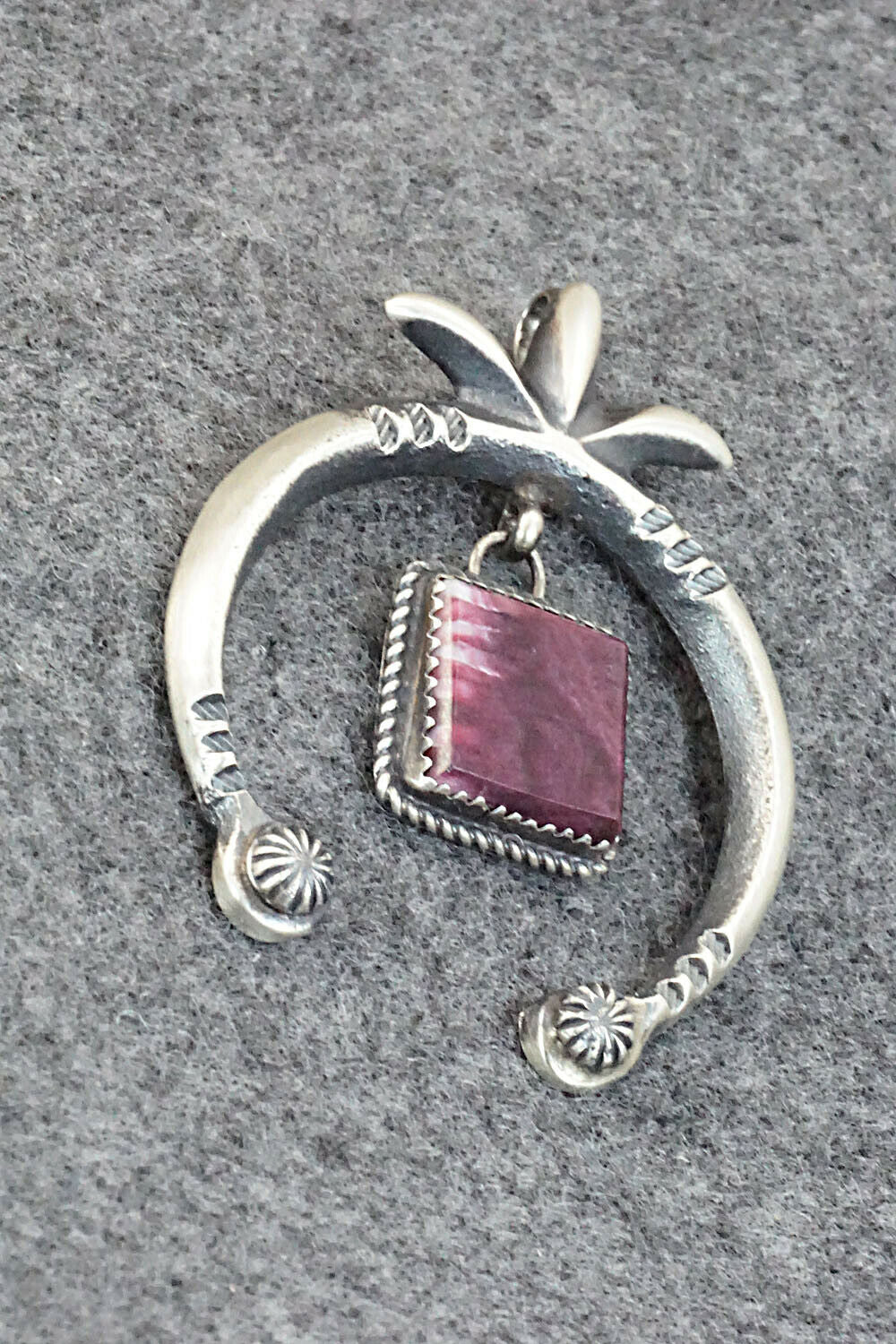 Spiny Oyster and Sterling Silver Naja Pendant - Martha Cayatineto