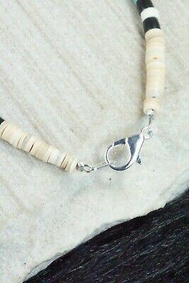 Turquoise, Shell & Sterling Silver Bracelet - Torevia Crespin - High Lonesome Trading
