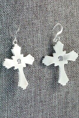 Turquoise & Sterling Silver Cross Earrings - Louise Joe - High Lonesome Trading