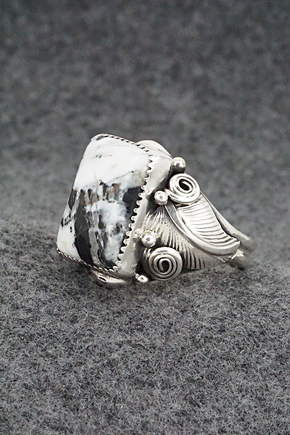 White Buffalo & Sterling Silver Ring - Darrell Morgan - Size 12
