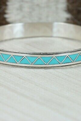 Zuni Turquoise & Sterling Silver Bangle Cuff - Claudine Haloo