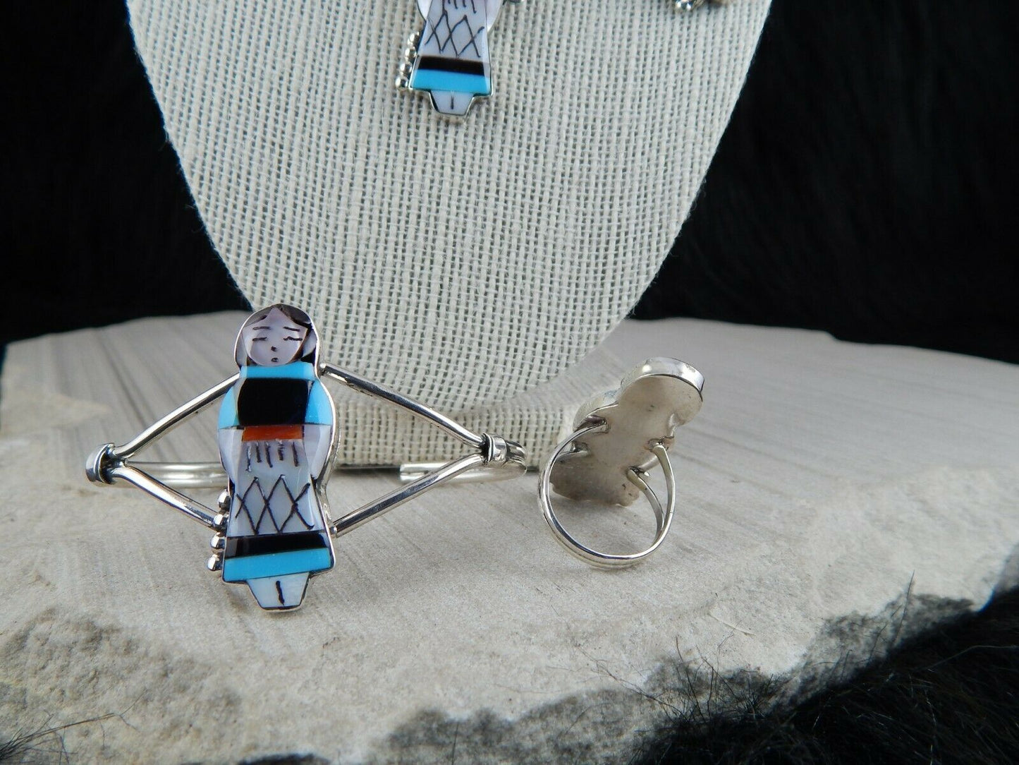 Zuni Turquoise Inlay Maiden Jewelry Set - Joyce Waseta - High Lonesome Trading