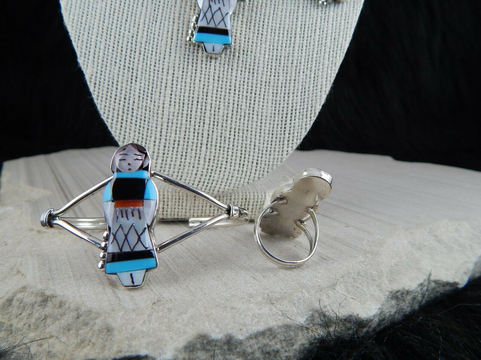 Zuni Turquoise Inlay Maiden Jewelry Set - Joyce Waseta - High Lonesome Trading
