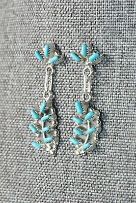 Zuni Turquoise & Sterling Silver Earrings - Vickie Johnson - High Lonesome Trading