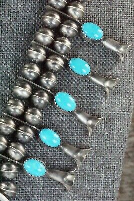 Turquoise & Sterling Silver Squash Blossom and Earrings - Leon Kirlie