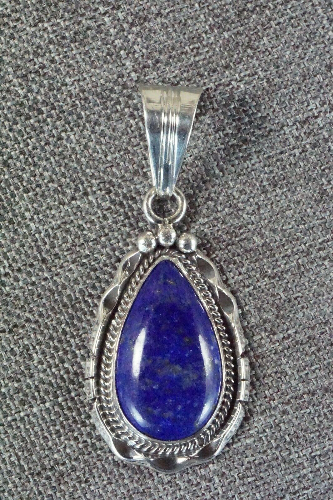 Navajo Lapis and Sterling Silver Pendant - Samuel Yellowhair